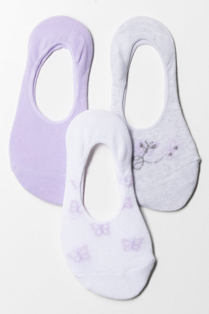 3 Pack Butterfly Secret Socks Lilac