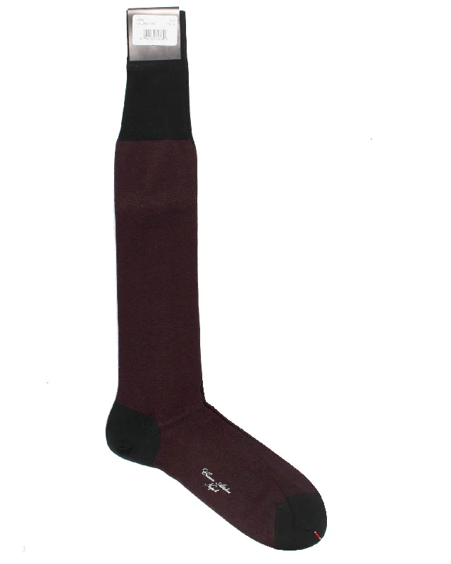 Cesare Attolini Socks Bordeaux Birdseye US 11.5 / EUR 45 - Over The Calf