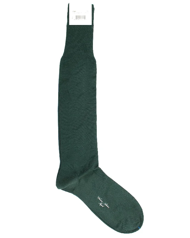 Cesare Attolini Socks Solid Dark Green US 11.5 / EUR 45 - Over The Calf FINAL SALE