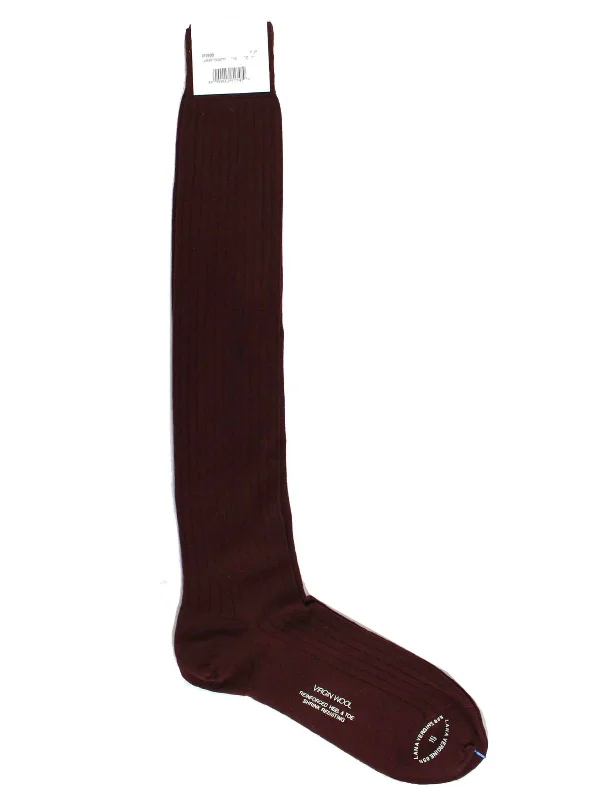 Cesare Attolini Wool Socks Burgundy US 11 / EUR 44 - Over The Calf SALE