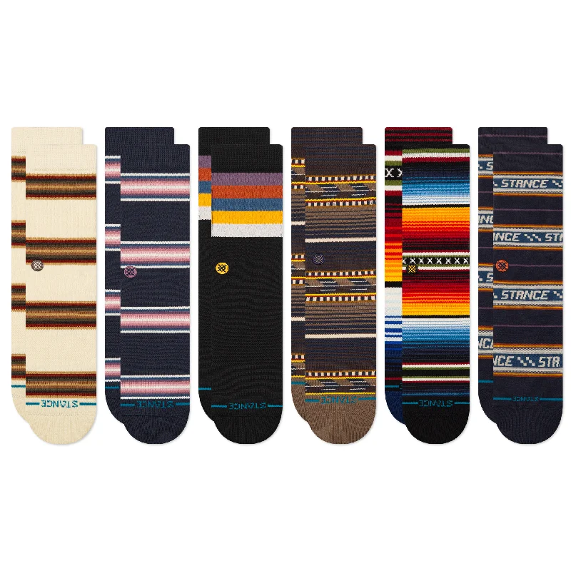 LIFESTYLE STRIPE CREW SOCK 6 PACK