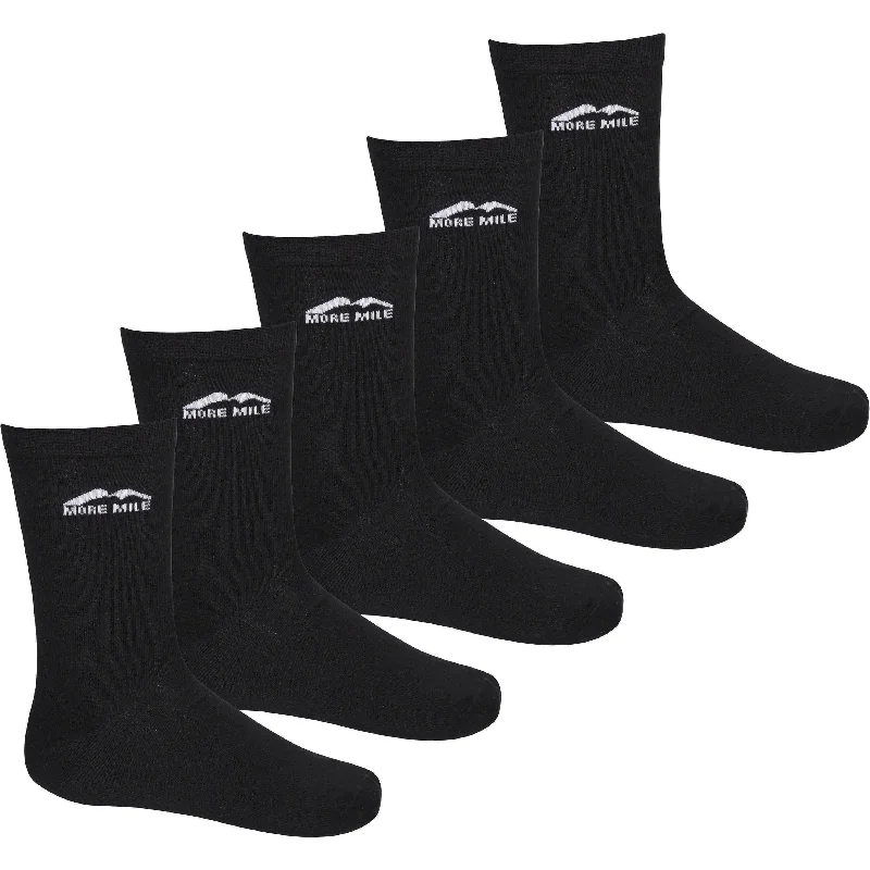 More Mile Stromstad Mid Calf (5 Pack) Mens Sports Socks - Black