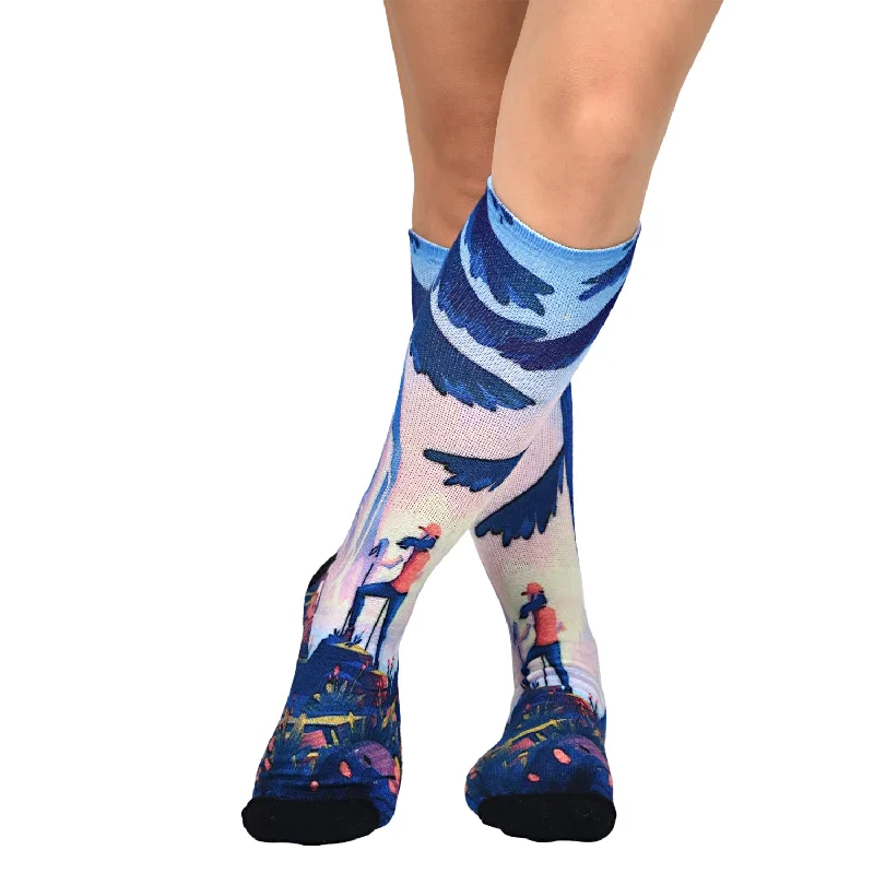 Sierra Socks Morning Hike Pattern CoolMax Socks, Nature Collection for Men & Women Eco-Friendly Colorful Crew Socks