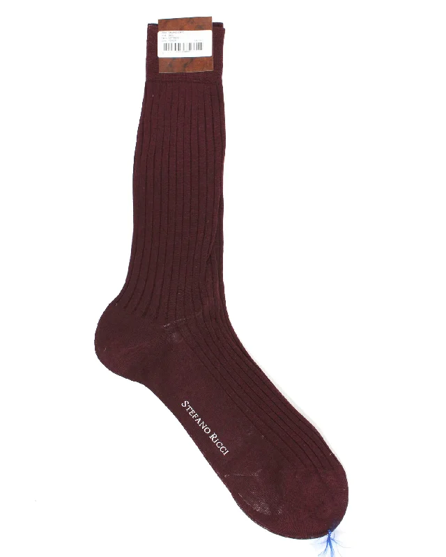 Stefano Ricci Socks Bordeaux Ribbed Solid - US 12/ EUR 46 SALE