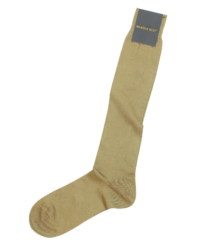 Tan Cotton Lisle - Over The Calf