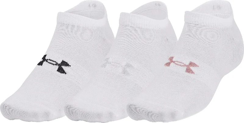 Under Armour Essentials (3 Pack) No Show Socks - White