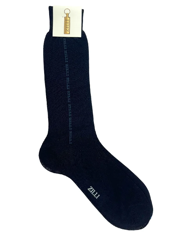 Zilli Socks Solid Dark Blue With Logo US 10 1/2 - EUR 43 1/2 - Men Socks