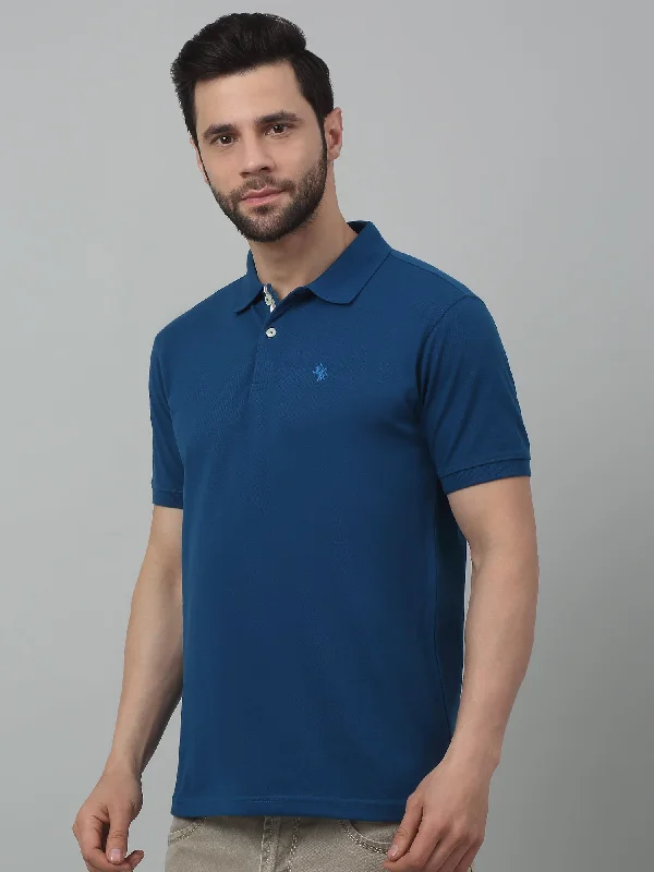 Men's Airforce Blue Polo neck Half Sleeve T-Shirt