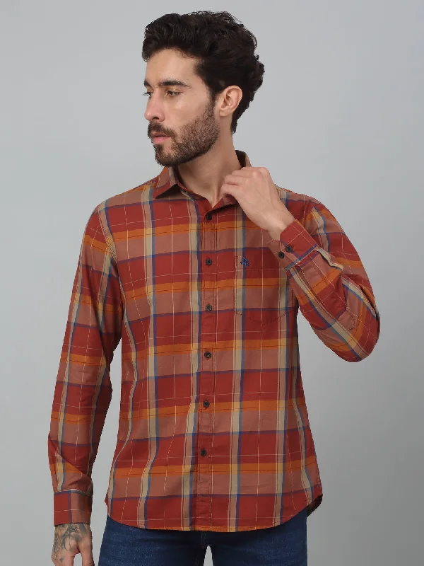 Men's Brown Casual Big Checks Full Sleeve Shirt