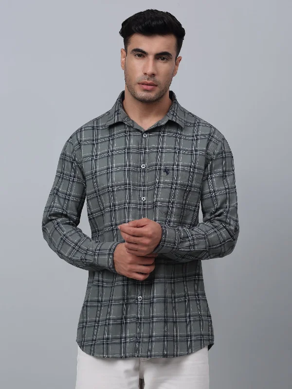 Men's Grey  Casual Big Checks Full Sleeve Shirt