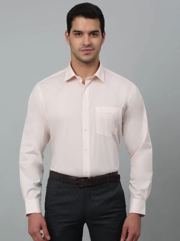 Men's Peach Formal Plain Full Sleeve Shirt