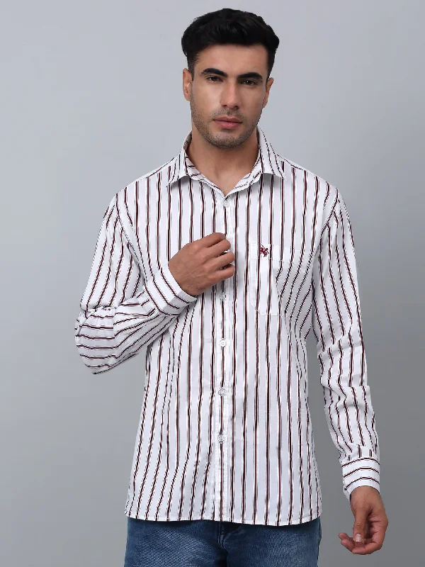 Men's Red  Casual Thin Stripe Full Sleeve Shirt