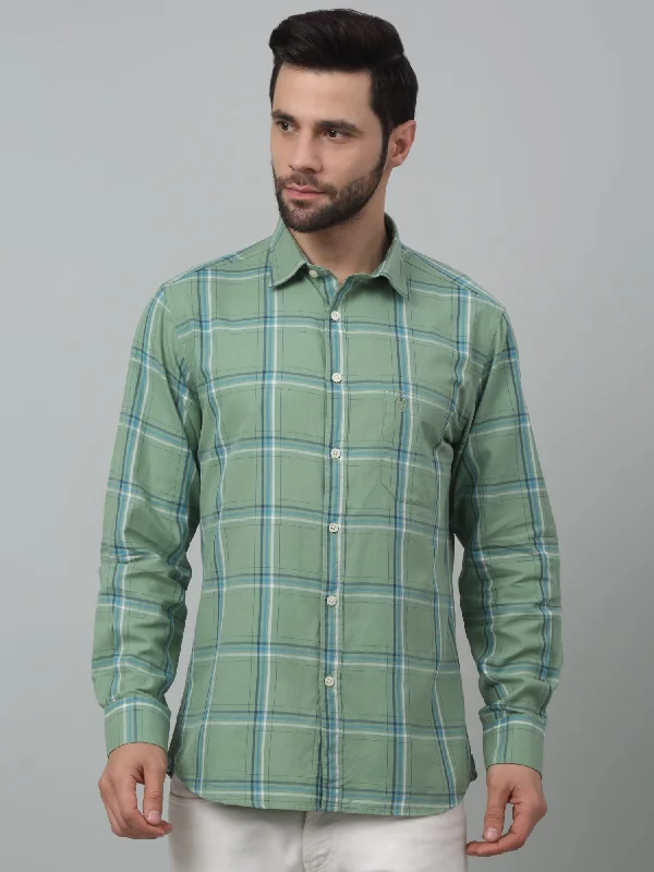 Men's Green Casual Big Checks Full Sleeve Shirt