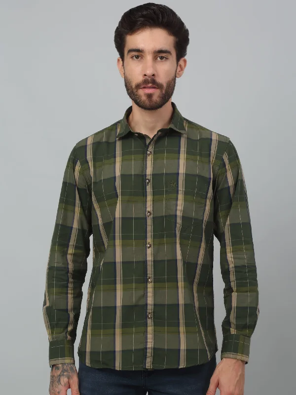 Men's Green Casual Big Checks Full Sleeve Shirt