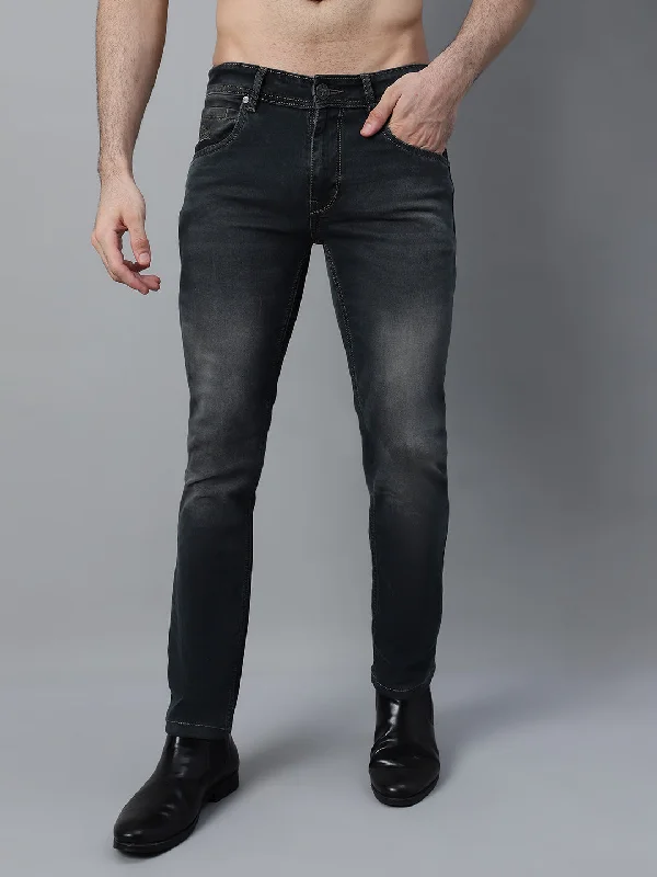 Men's Black Solid Stretchable Jeans