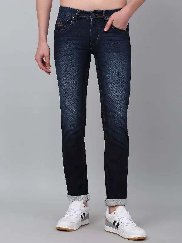 Men's Blue Solid Full Length Stretchable Jeans