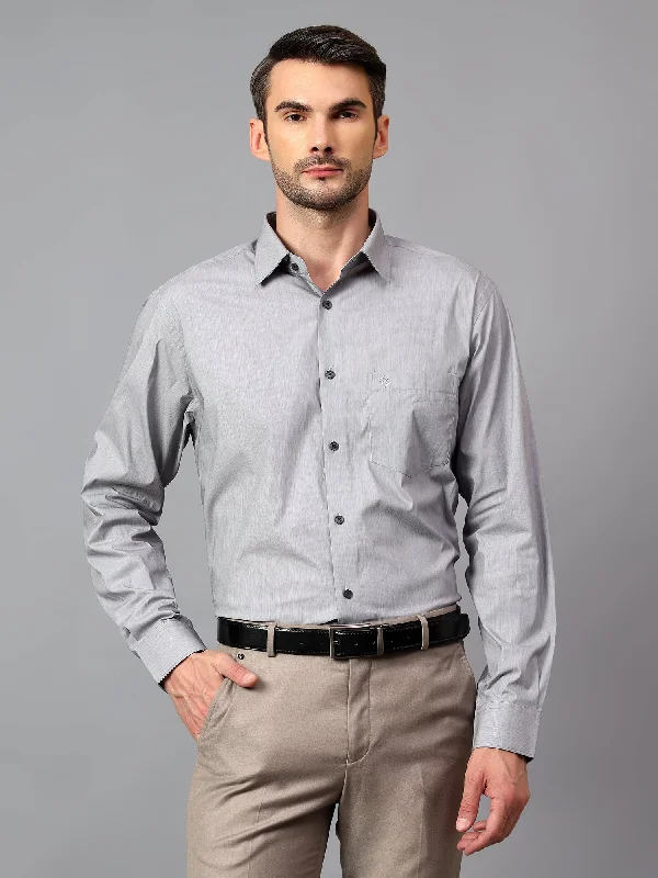 Men's Grey  Formal Pin Stripe Full Sleeve Shirt