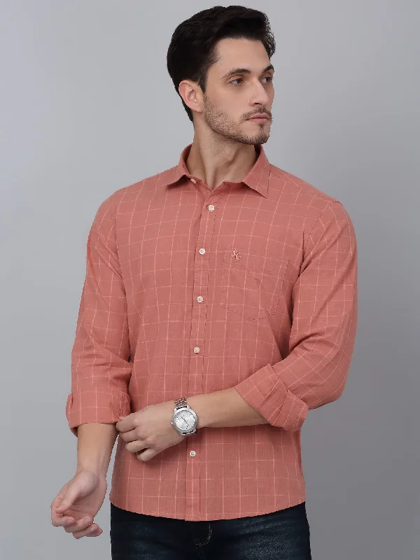 Men's Red Casual Medium Checks Full Sleeve Shirt