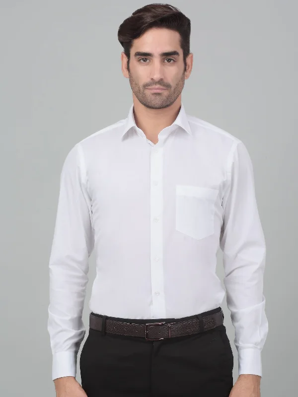 Men's White Formal Plain Full Sleeve Shirt