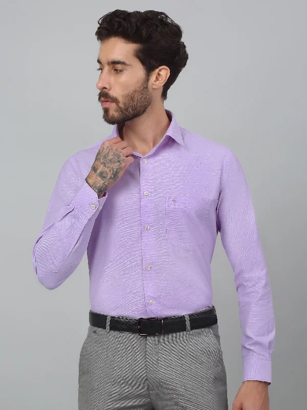 Men's Light Purple Formal Self Textured Full Sleeve Shirt