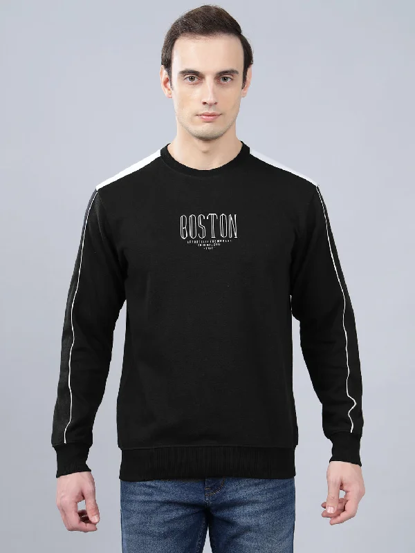 Men's Black Printed Full Sleeves T-shirt For Winter