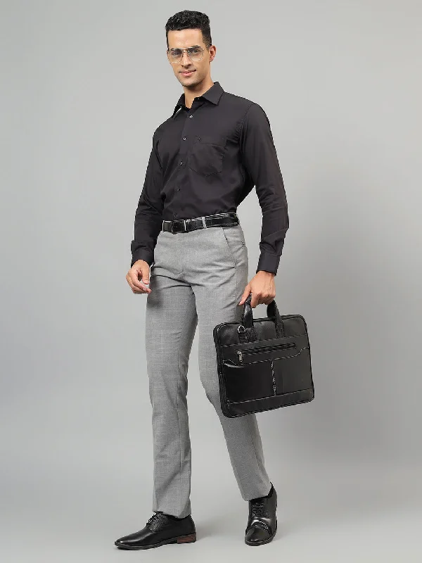 Men's Black Solid Full Sleeves Formal Shirt