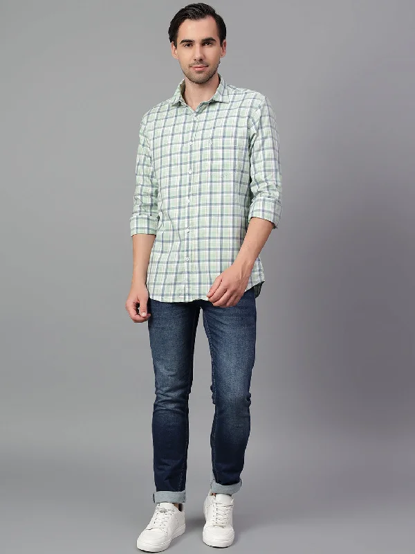 Men's Green Checked Full Sleeve Casual Shirt