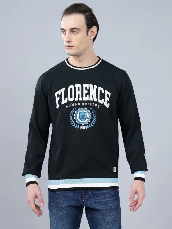 Men's Navy Blue Printed Full Sleeves T-shirt For Winter