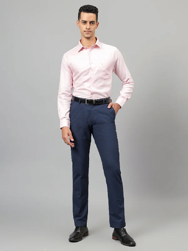 Men's Pink Self Design Full Sleeves Formal Shirt