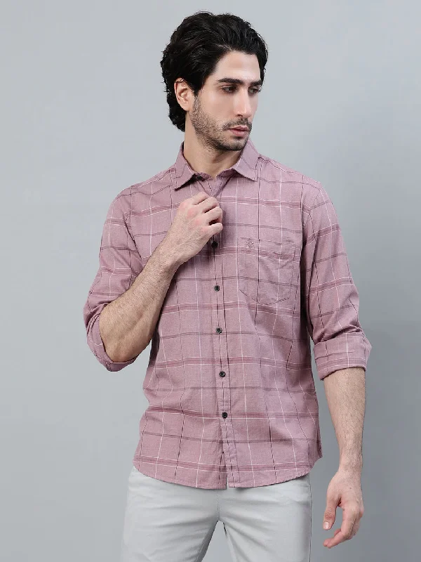 Men's Purple Checkered Full Sleeve Casual Shirt