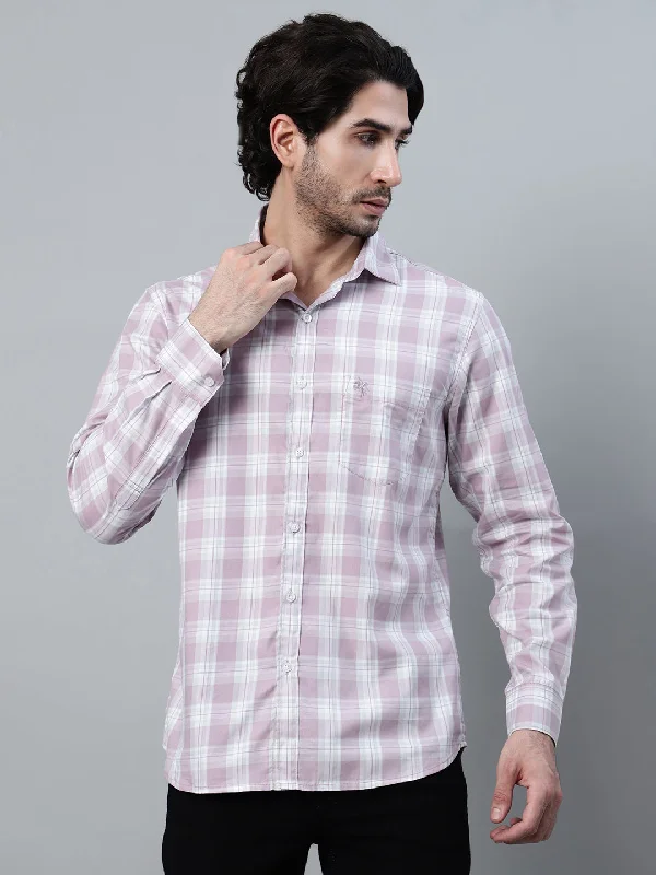 Men's Purple Checkered Full Sleeve Casual Shirt