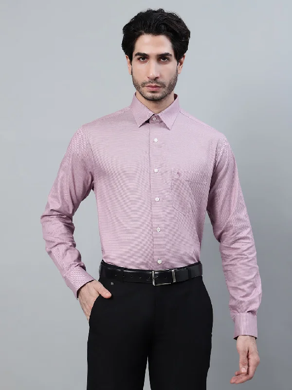 Men's Red Self Design Full Sleeve Formal Shirt