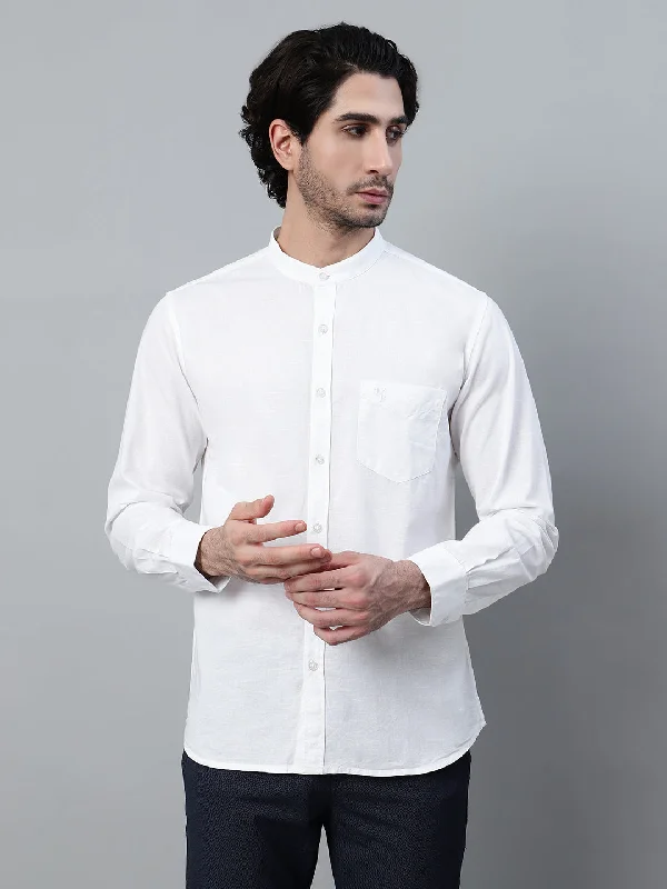 Men's White Solid Full Sleeve Casual Shirt