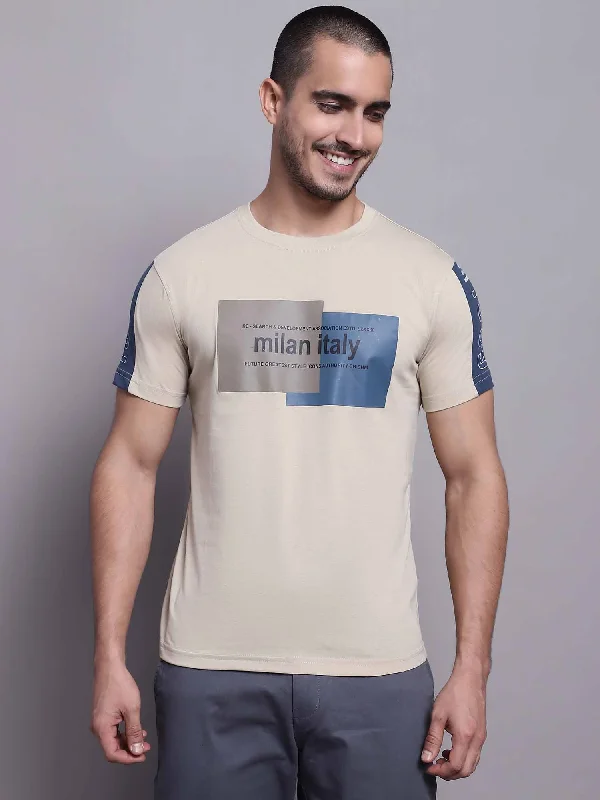 Men Beige Casual T-Shirt