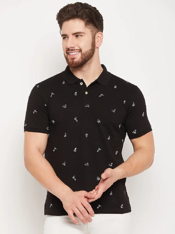 Men Black Polo T-Shirt