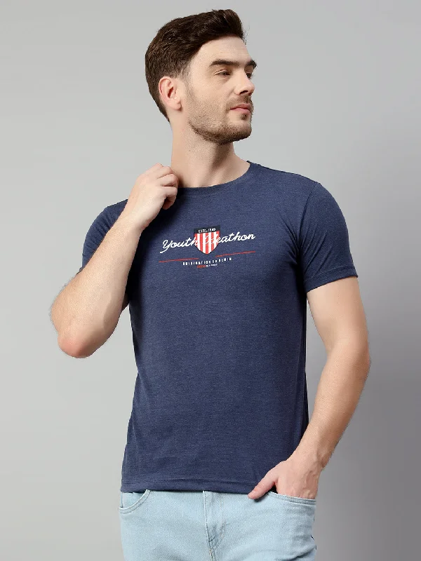 Men Blue Melange T-Shirt