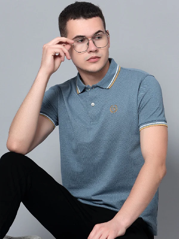 Men Blue Polo T-Shirt