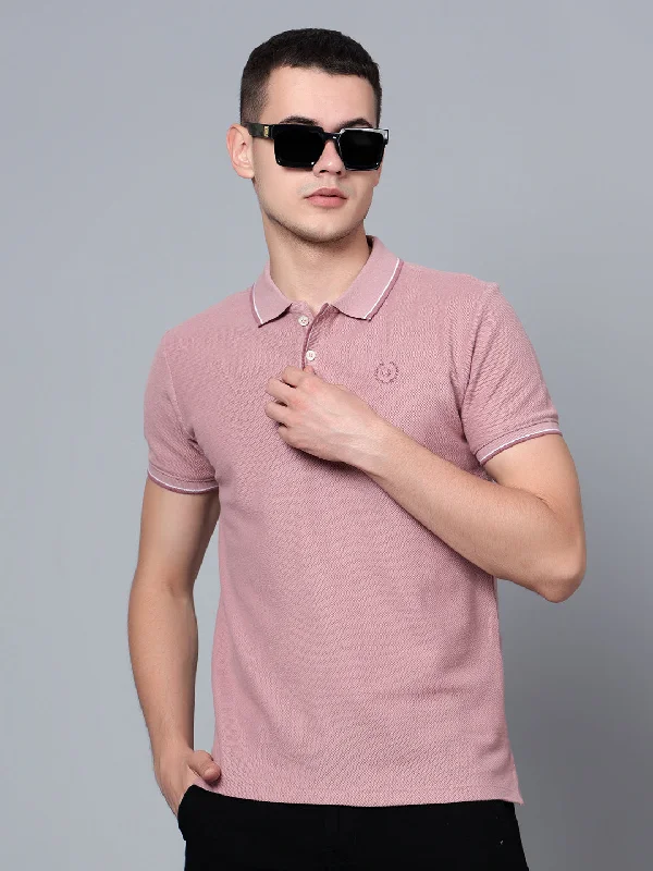 Men Dusty Pink Polo T-Shirt