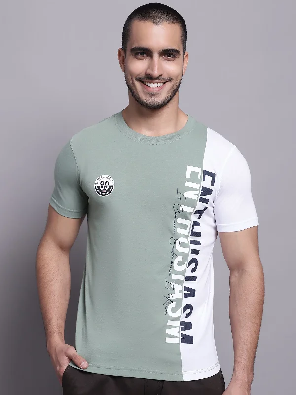 Men Green Round Neck T-Shirt