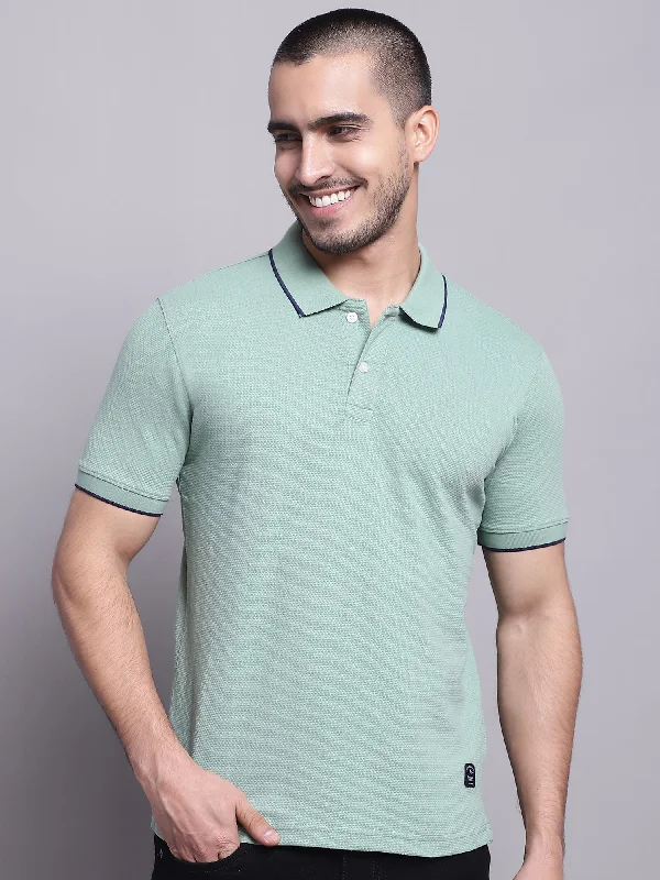 Men Light Green Casual T-Shirt