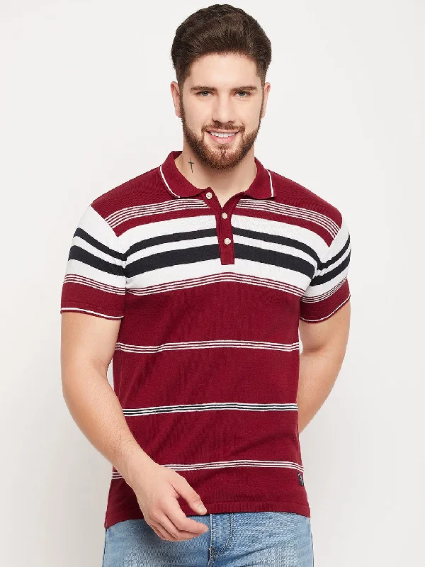 Men Maroon Polo T-Shirt