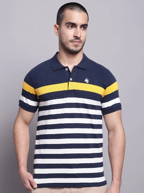 Men Navy Blue Casual T-Shirt