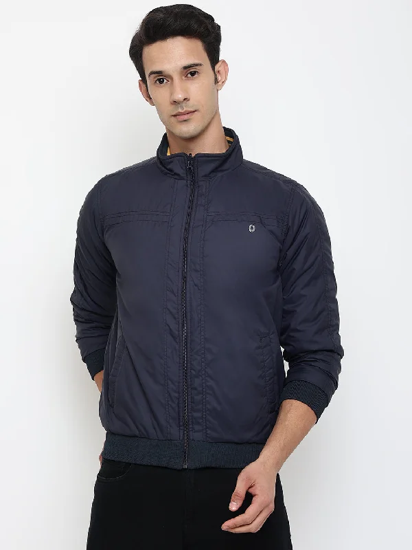 Men Navy Blue Jacket