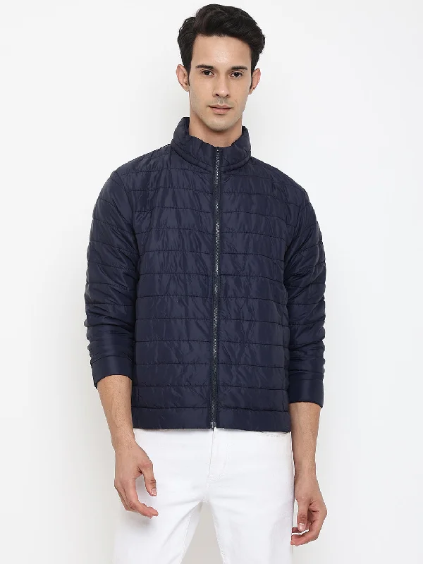 Men Navy Blue Jacket