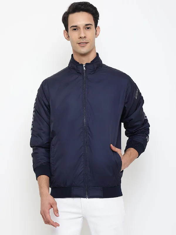 Men Navy Blue Jacket