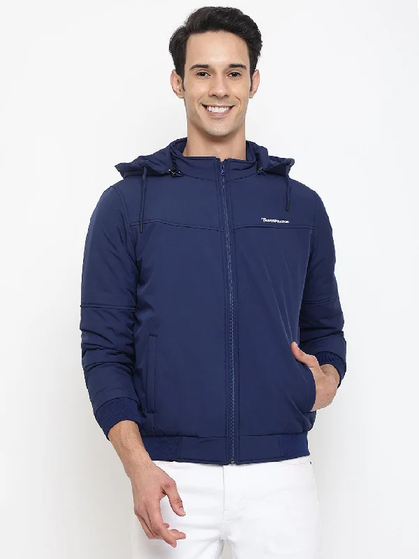 Men Navy Blue Jacket