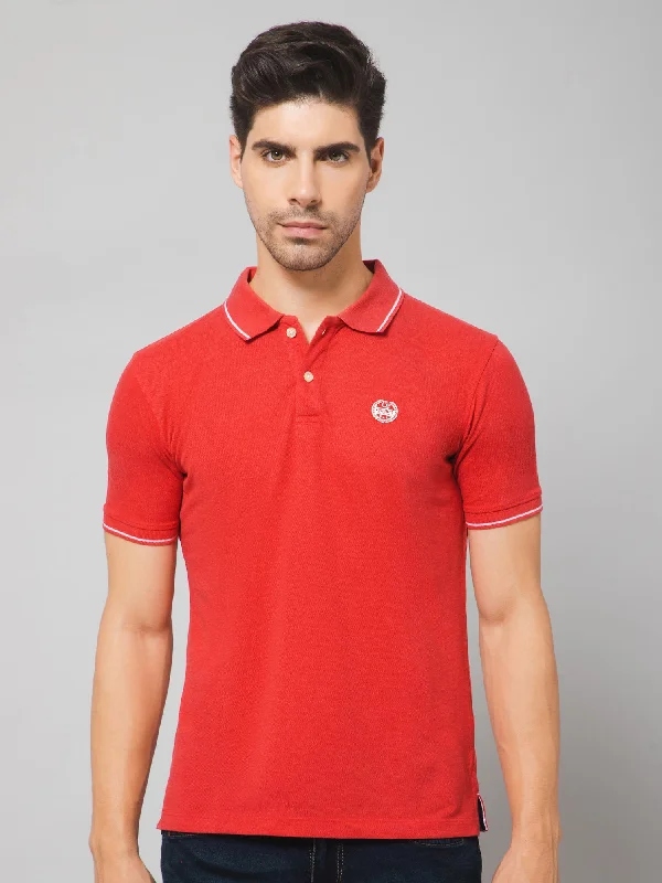 Men Red Melange T-Shirt