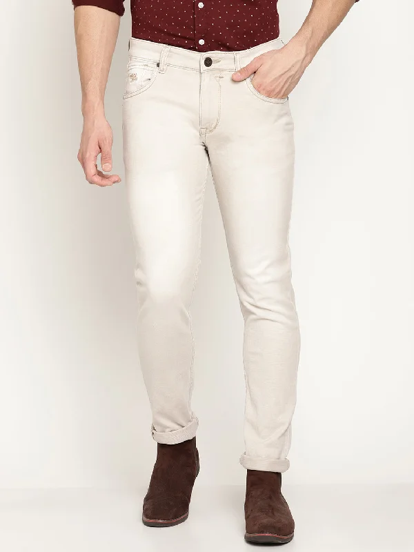 Men's Ultra Narrow fit Heavy Fade Beige  Jeans