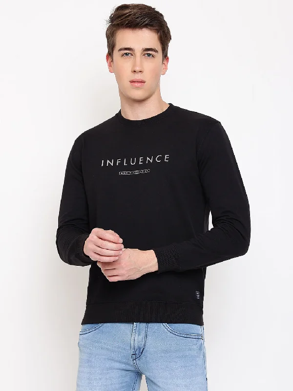 Mens Full Sleeves Round Neck Winter Wear Black T-Shirt