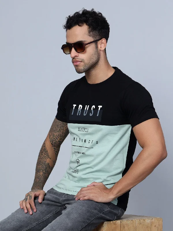 Men Round Neck Black T-Shirt